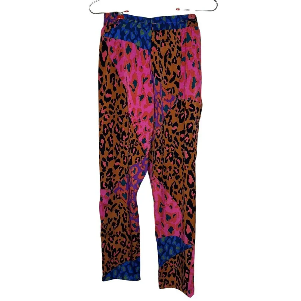 Joh Women's Pants Wess Animal‎ Print Charmeuse Relaxed Fit Colorful Sz. XS NWT